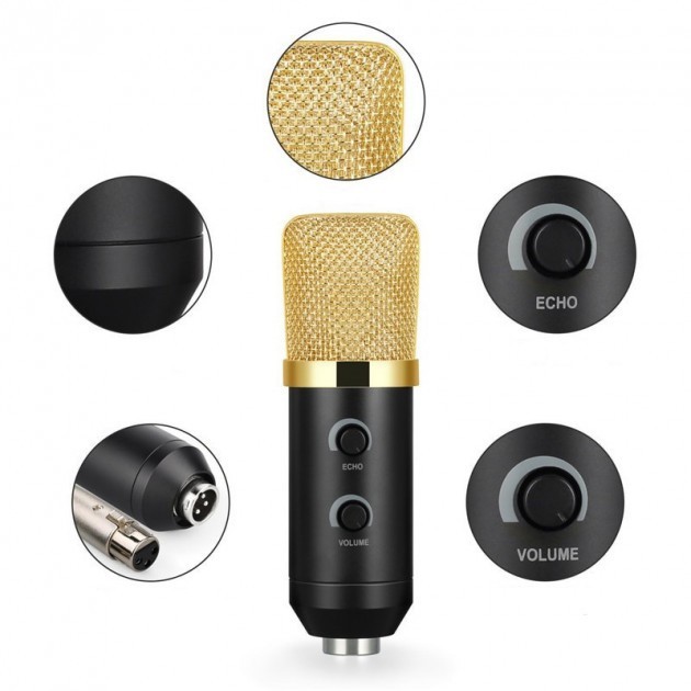 Конденсаторний студійний мікрофон VGS M-800U PRO-MIC зі стійкою та вітрозахистом — фото 4