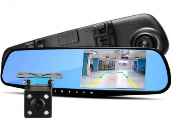 Відеореєстратор – дзеркало Blaсkbox DVR AK47 з камерою заднього виду • Автомобільний реєстратор на 2 камери Full HD