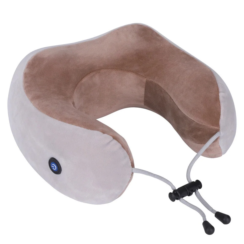 Массажная подушка для шеи с памятью U-Shaped Upgrade Vibration Pillow от батареек