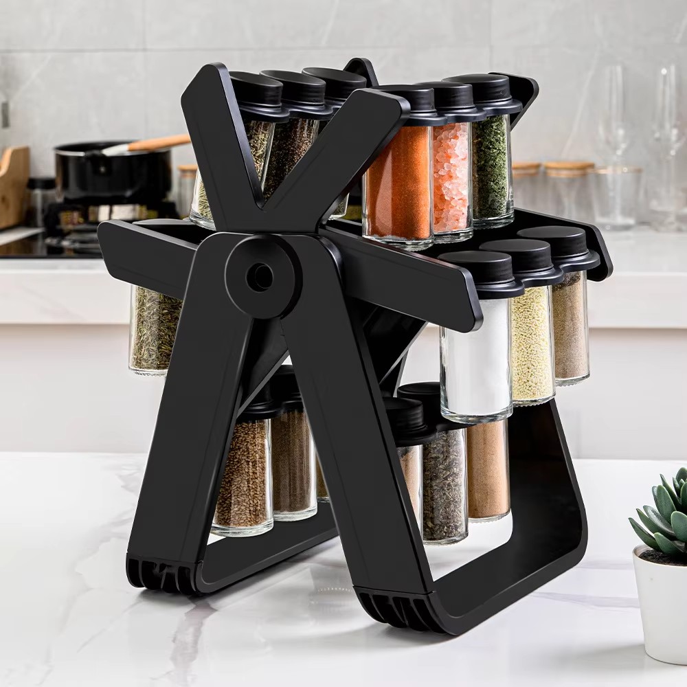 Карусель для спецій 360° Spice Rack на 18 баночок · Кухонний органайзер – спецівниця на підставці, що обертається.