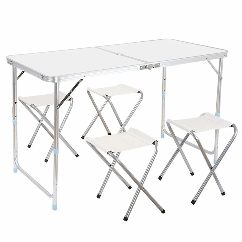Розкладний стіл з 4 стільцями Folding Table для пікніка, риболовлі, дачі, 120х60 см Стіл-чемодан — фото 6