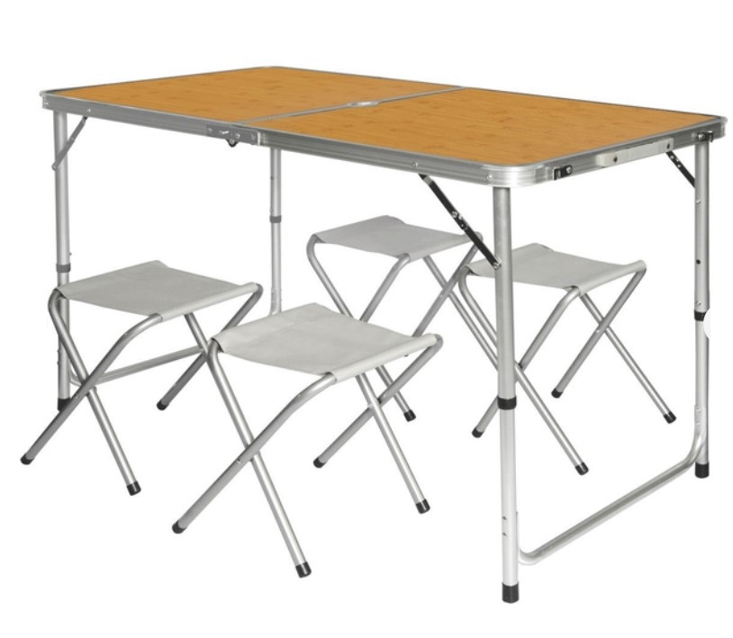 Розкладний стіл з 4 стільцями Folding Table для пікніка, риболовлі, дачі, 120х60 см Стіл-чемодан — фото 4