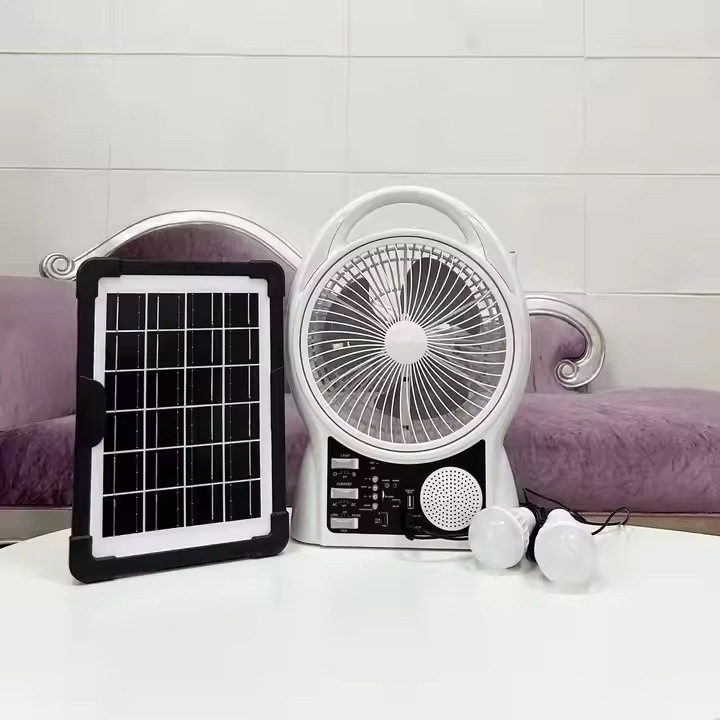 Портативний вентилятор 4в1 із сонячною панеллю, Bluetooth, радіо та LED-підсвіткою N288 — фото 3