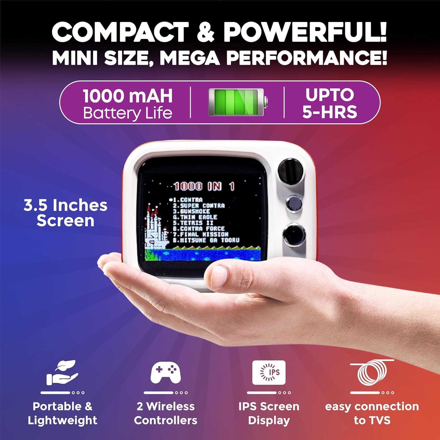 Ігрова консоль H7 Mini TV РЕТРО 740 ігор + 2 джойстики — фото 2