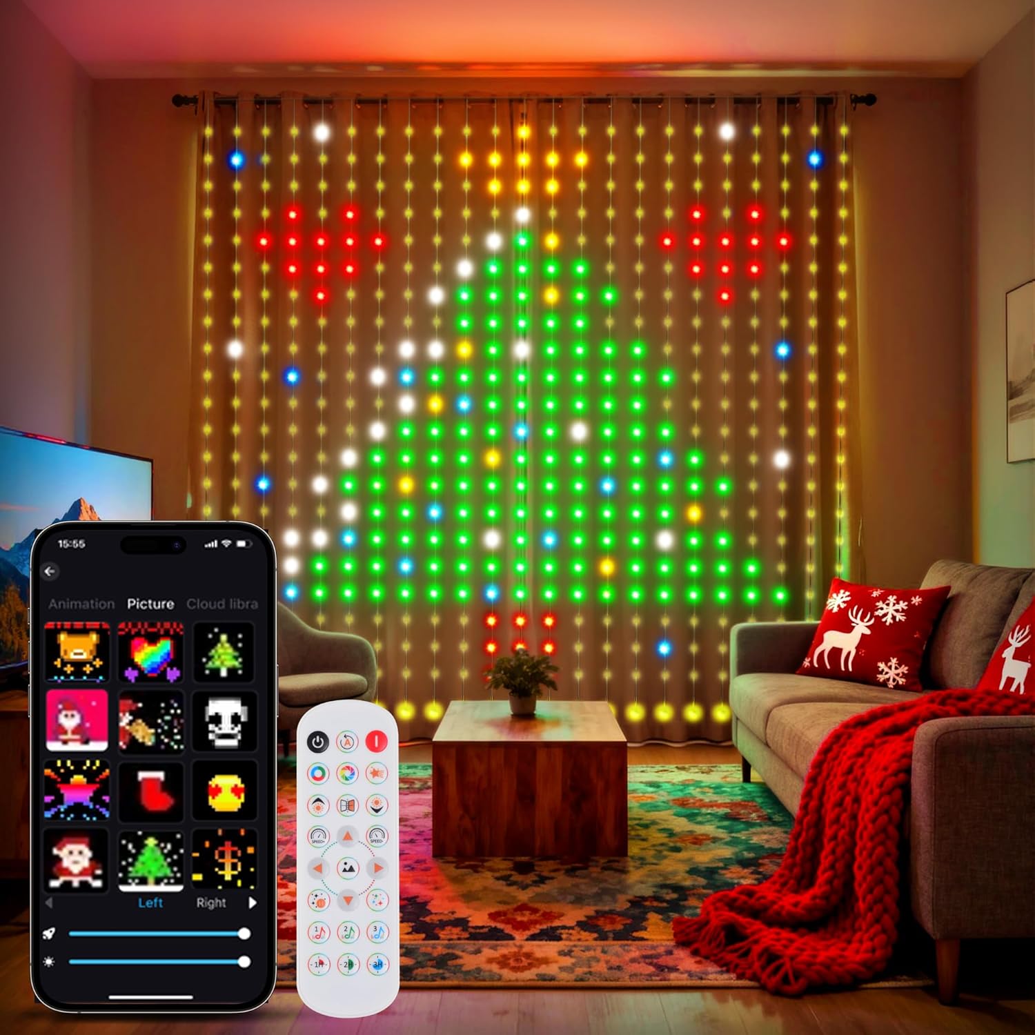 Гірлянда Smart-штора SFK-07 святкова LED-гірлянда для дому — фото 5
