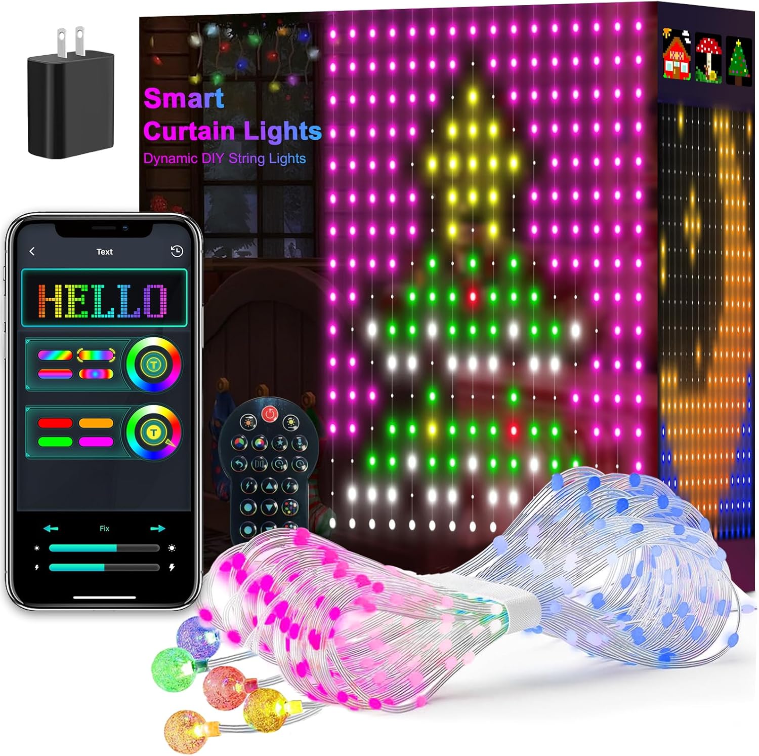 Гірлянда Smart-штора SFK-08 святкова LED-гірлянда для дому ∙ Світлодіодна штора з додатком SFK-08 20 ниток по 20 LED