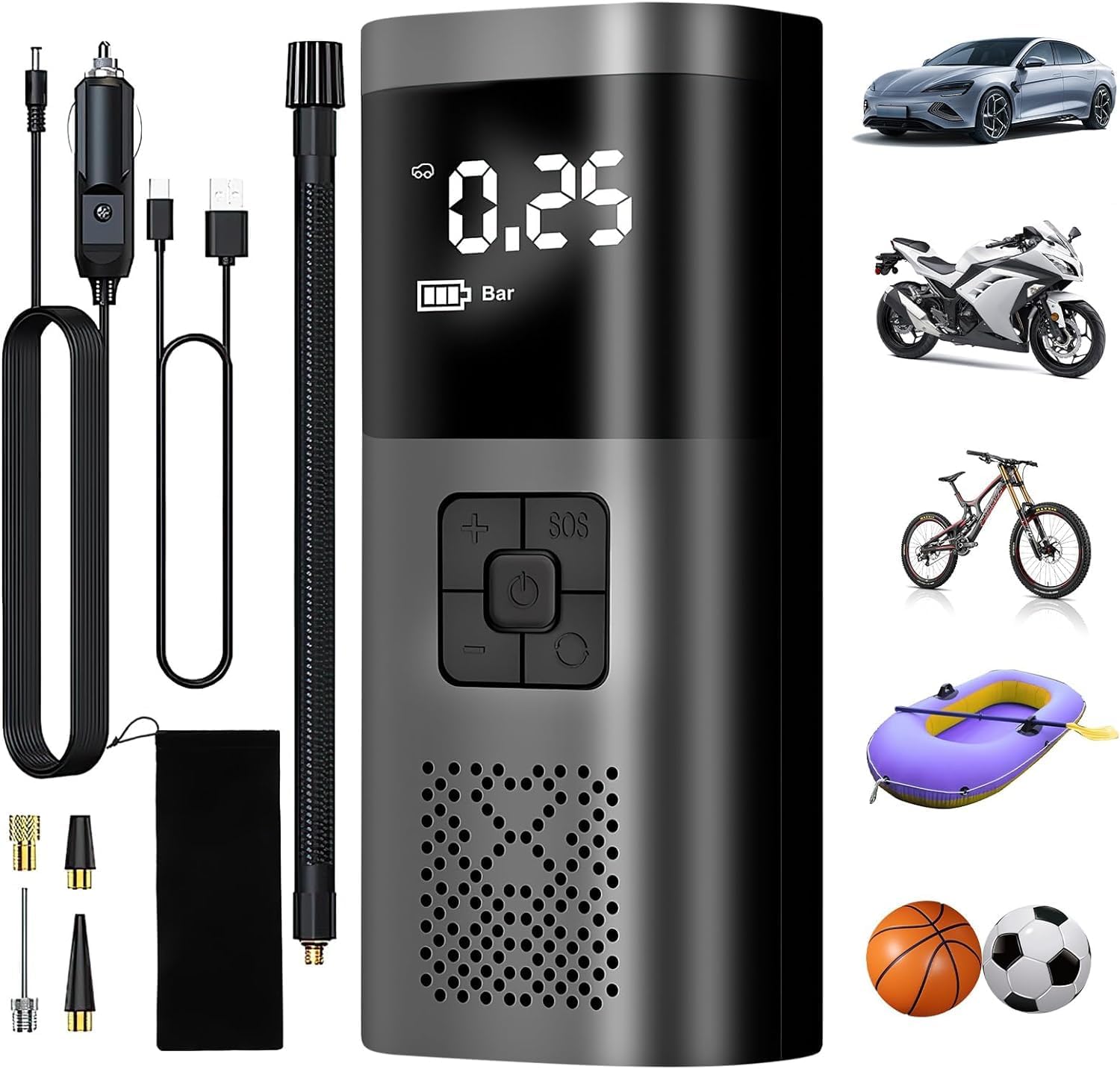 Портативний компресор Wireless Pump 12В ST5509D ∙ Багатофункціональний портативний Wireless Pump компресор