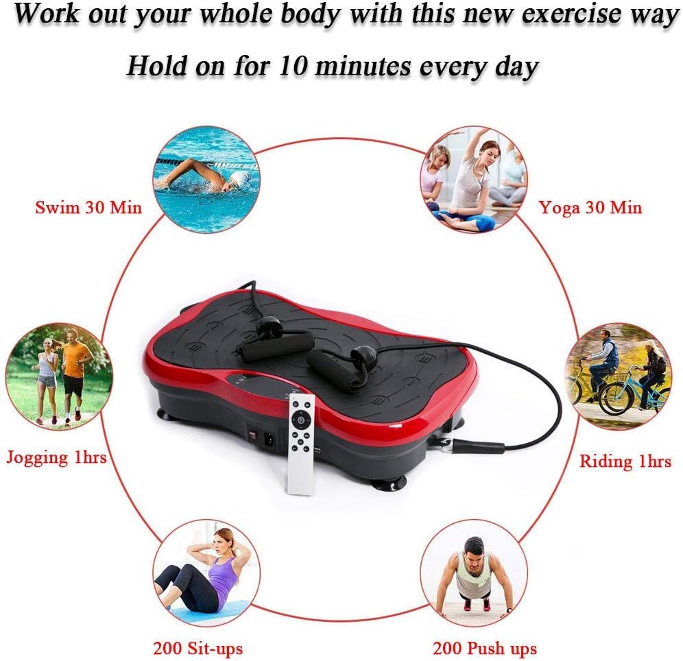 Віброплатформа для схуднення Minexo VIBRO SLIM SHAPER PRO RED з пультом ДУ та еспандерами — фото 2