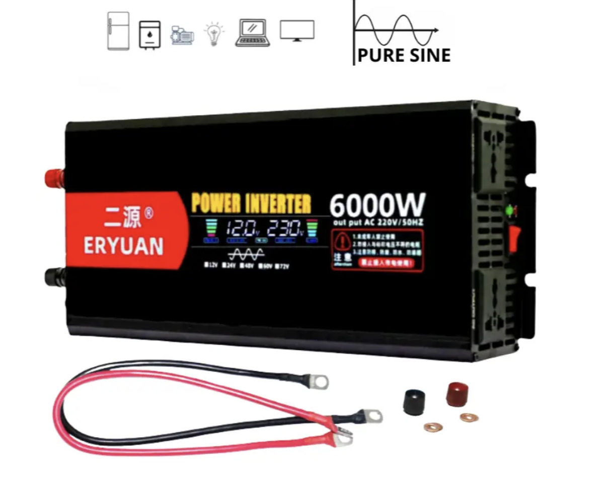 Перетворювач напруги Eryone 12V → 220V 6000W чиста синусоїда з LCD — фото 2