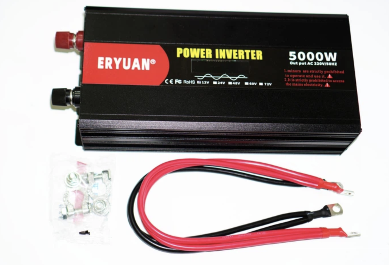 Перетворювач напруги Eryuan 12V → 220V 5000W з LCD і вольтметром ∙ Інвертор 12-220 чистий синус Eryuan 5000 Вт