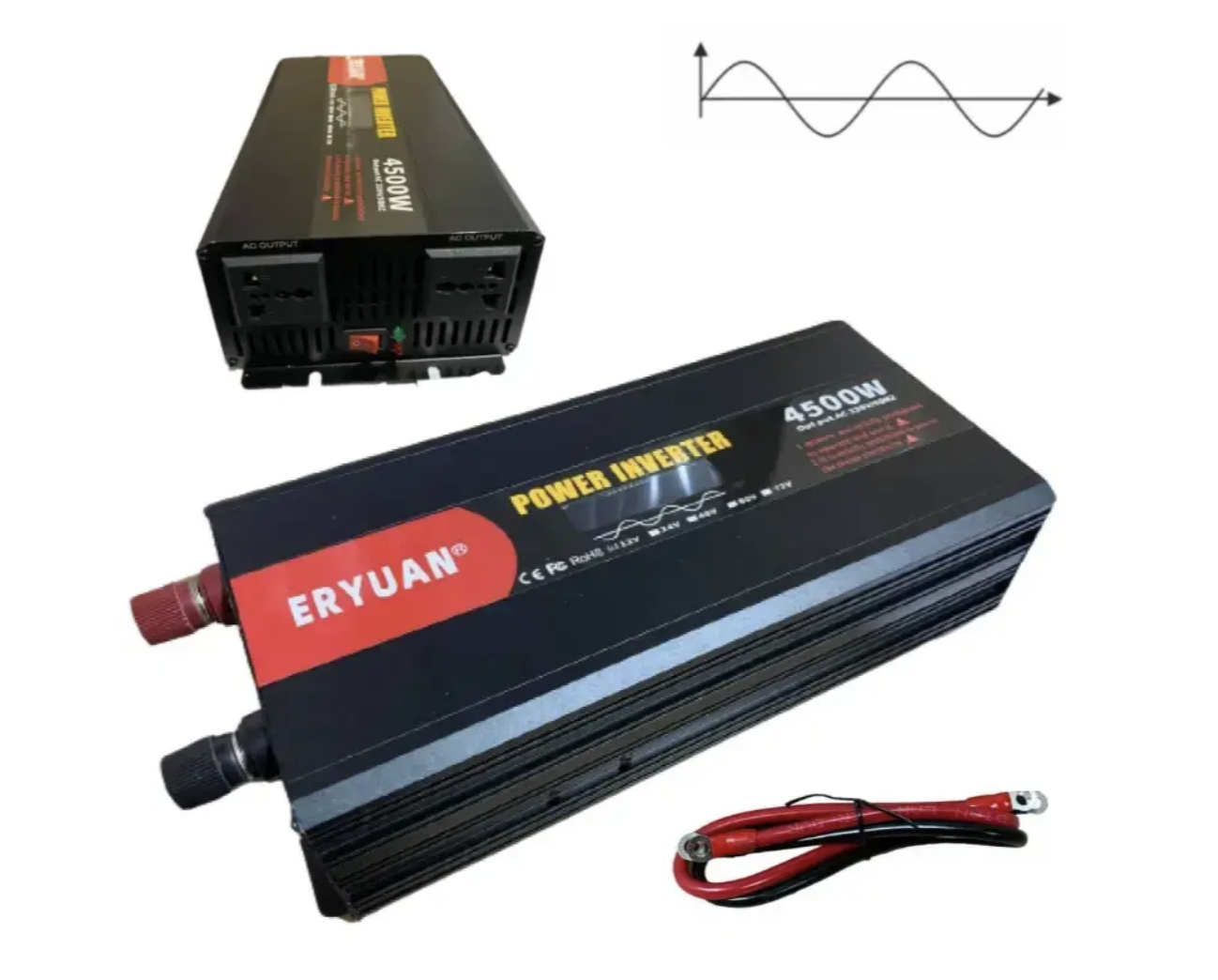 Перетворювач напруги AGM 12V → 220V 4500W чиста синусоїда з LCD-дисплеєм — фото 4
