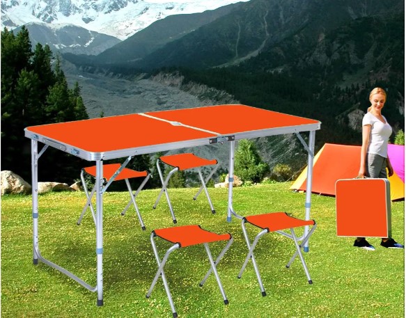 Розкладний стіл - валіза з 4 стільцями Folding Table для пікніка, риболовлі, дачі, 120х60 см — фото 3