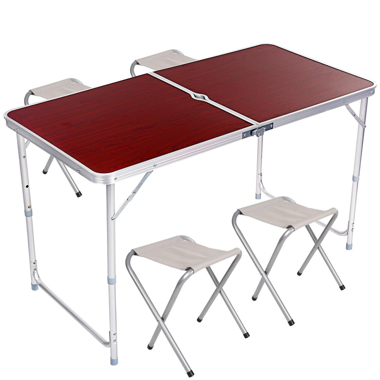 Розкладний стіл - валіза з 4 стільцями Folding Table для пікніка, риболовлі, дачі, 120х60 см — фото 4